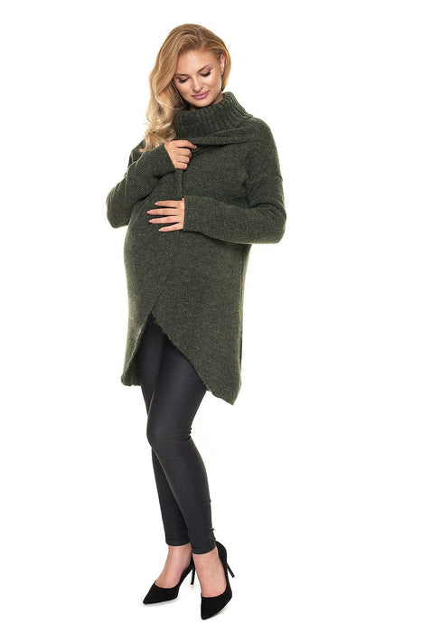 Cozy Maternity Knit Sweater with Stylish Peekaboo Design for Nursing