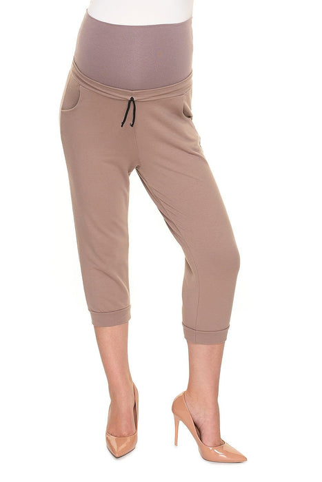 Ribbed Maternity Pants with Chic Side Pockets and Comfort Fit