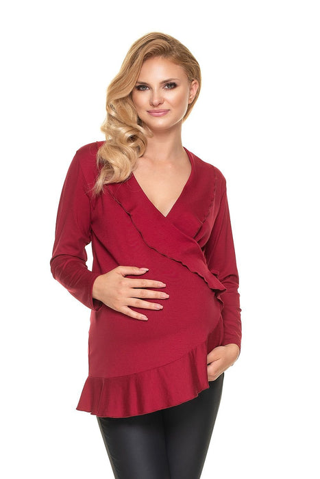 Adjustable Frilled Maternity Top for Comfort During and After Pregnancy