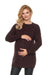 Stylish Maternity Knit Sweater - Beautifully Braided Front & Sophisticated Stand-Up Collar