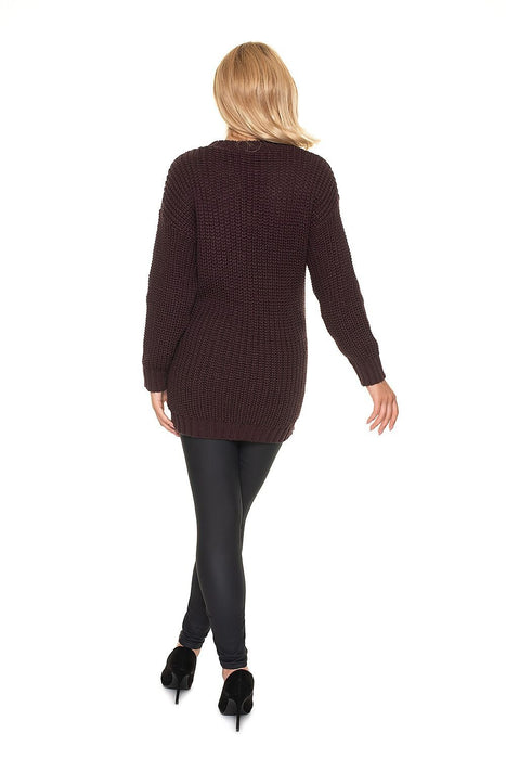 Stylish Maternity Knit Sweater - Beautifully Braided Front & Sophisticated Stand-Up Collar