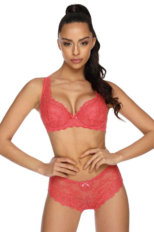 Elegant Floral Lace Padded Bra with Adjustable Straps and Sheer Mesh Back