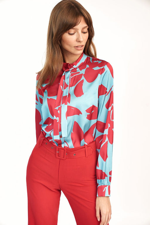 Stylish Typography-Inspired Long Sleeve Blouse for Fashion Innovators