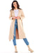 Chic Suede Women's Trench Coat with Adjustable Waist Tie