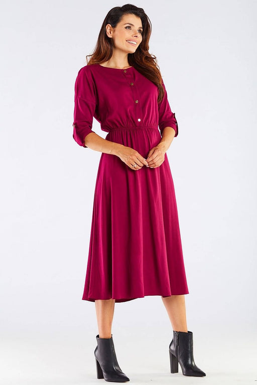 Elegant Kimono Sleeve Midi Dress with Adjustable Waist Sash