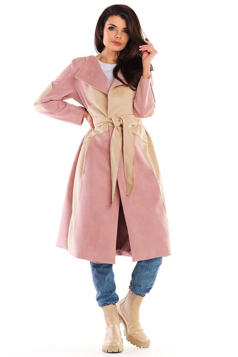 Autumn Elegance Suede Long-Line Women's Coat