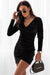 Ivon Elegant Velour Mini Dress with V-Neck Design