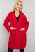 Chic Red Bouclé Coat with Stylish Button Details