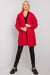 Chic Red Bouclé Coat with Stylish Button Details