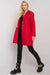 Chic Red Bouclé Coat with Stylish Button Details