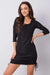 Chic Black Pleated Dress with Three-Quarter Sleeves