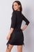 Chic Black Pleated Dress with Three-Quarter Sleeves