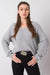 Stylish Grey Acrylic Knit Sweater with Distinctive Back Neckline