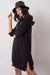 Elegant Black Cotton Zip Dress with Modern Slit Details