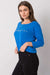 Chic Sky Blue Cotton-Blend Blouse for Women with Three-Quarter Sleeves