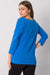 Chic Sky Blue Cotton-Blend Blouse for Women with Three-Quarter Sleeves