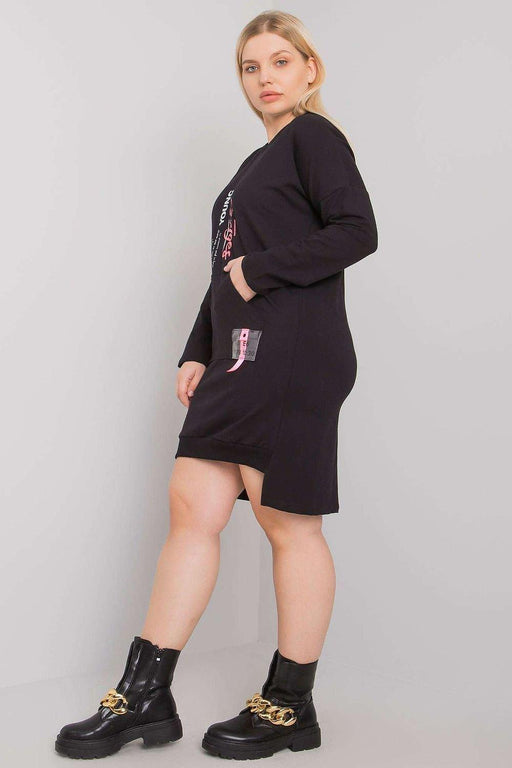 Versatile Grey Melange Long Sleeve Dress with Handy Pocket