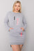 Versatile Grey Melange Long Sleeve Dress with Handy Pocket