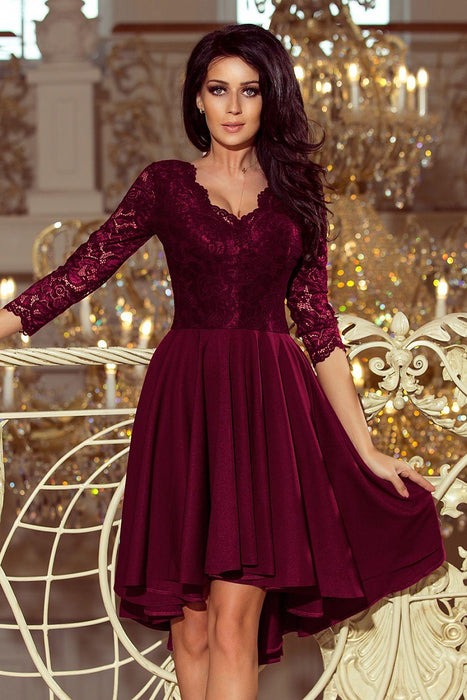 Crimson Elegance Asymmetrical Evening Gown from Europe