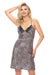 Seductive Satin Nightgown with Cat Motif and Lace Details