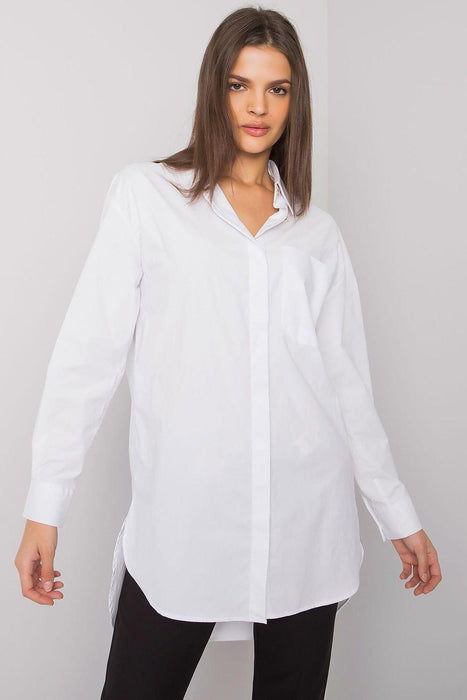 Chic White Long Sleeve Button-Up Shirt for Women