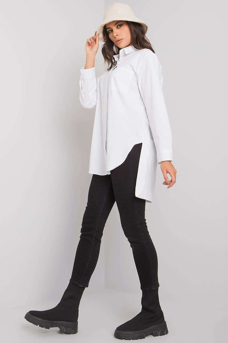 Modern Classic Extended Cut Cotton Shirt in Crisp White