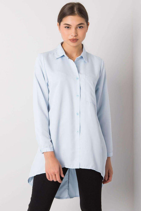 Light Blue Longline Button-Up Shirt - Stylish Comfort for Every Occasion