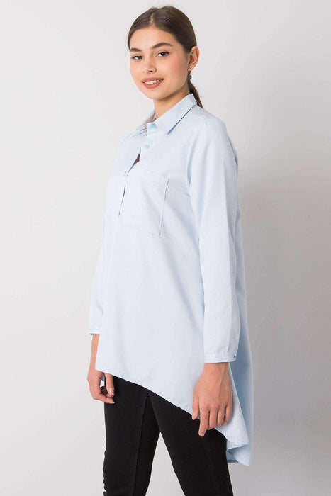 Light Blue Longline Button-Up Shirt - Stylish Comfort for Every Occasion