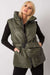 Chic Ecru Puffer Vest with Adjustable Belt and Functional Pockets