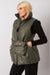 Chic Ecru Puffer Vest with Adjustable Belt and Functional Pockets