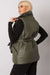 Chic Ecru Puffer Vest with Adjustable Belt and Functional Pockets