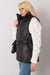 Chic Ecru Puffer Vest with Adjustable Belt and Functional Pockets