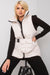 Chic Ecru Puffer Vest with Adjustable Belt and Functional Pockets