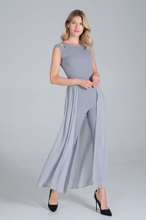 Chic Chiffon Daring Slit Jumpsuit with Sleek Tapered Fit