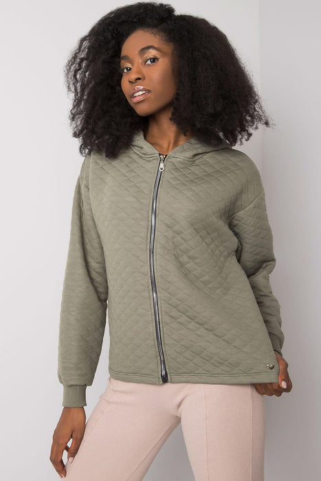 Stylish Quilted Hooded Zip-Up Sweatshirt