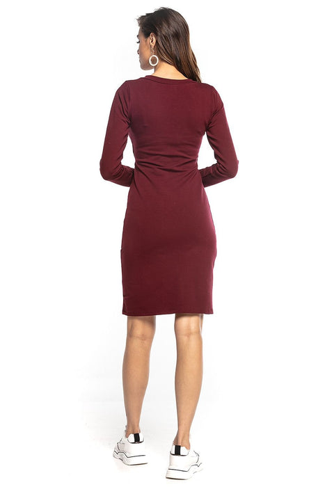 Elegant Knit Dress with Unique Envelope Front - Soft Cotton-Poly Blend