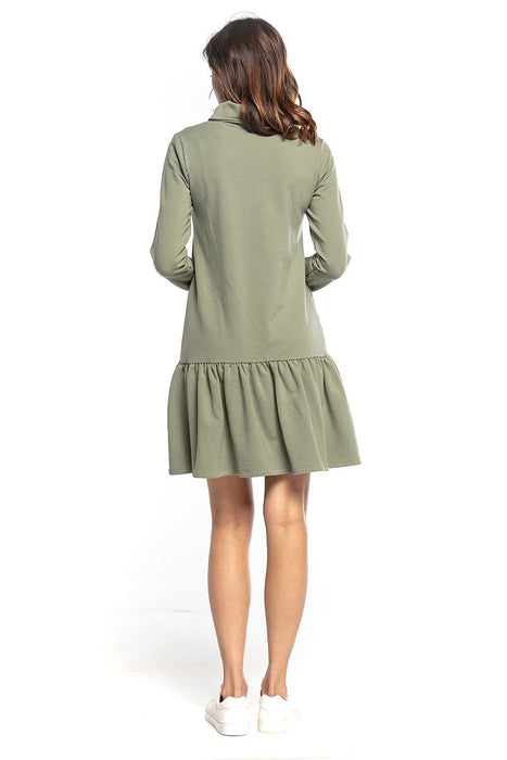 Trendy Turtleneck Midi Dress with Flared Hem