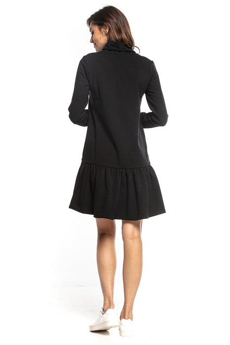 Trendy Turtleneck Midi Dress with Flared Hem