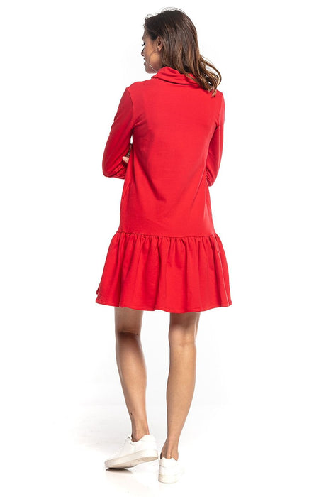 Trendy Turtleneck Midi Dress with Flared Hem