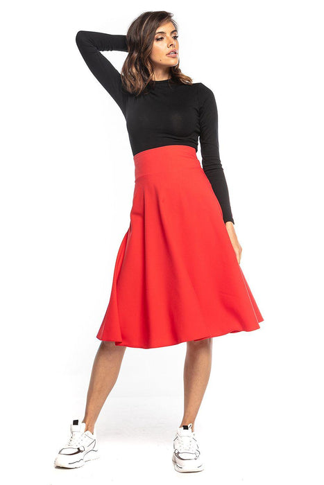 Stylish High-Waisted Zip-Up Midi Skirt