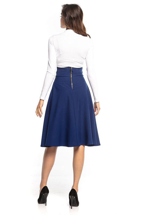 Stylish High-Waisted Midi Skirt with Decorative Zipper