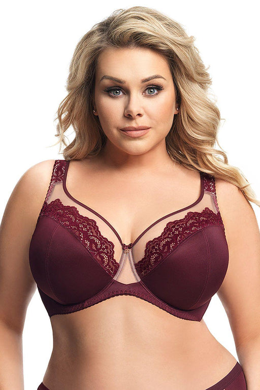 Elegant Burgundy Lace Underwire Bra Set - Gorsenia Luisse K441