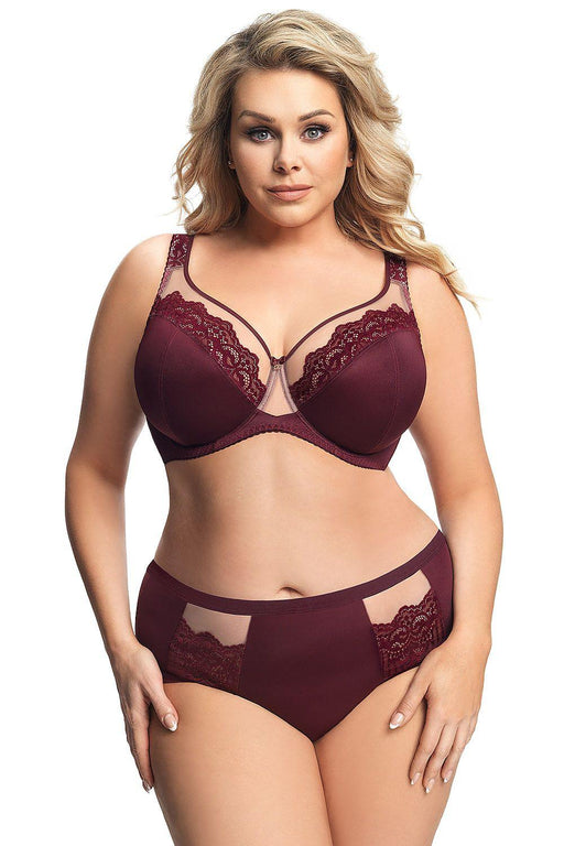 Elegant Burgundy Lace Underwire Bra Set - Gorsenia Luisse K441