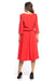 Elegant Asymmetrical Midi Dress with Belted Waist and 3/4 Sleeves