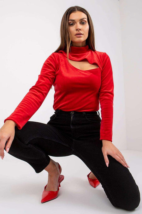 Velvet Collar Top with Edgy Front Detail