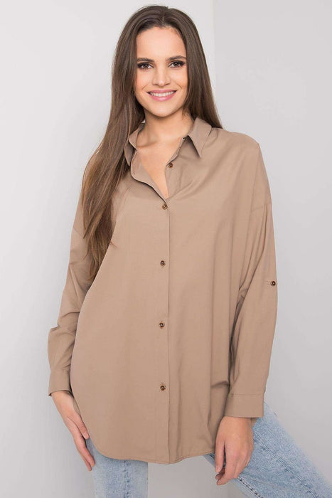 Casual Cut Button Down Shirt with Versatile Style by Ex Moda