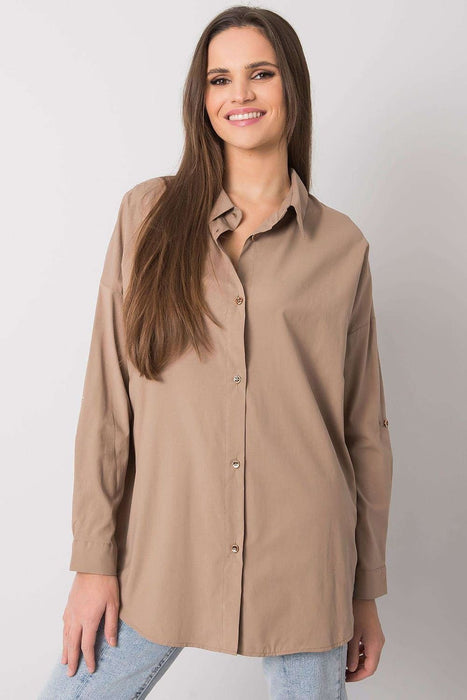 Casual Cut Button Down Shirt with Versatile Style by Ex Moda