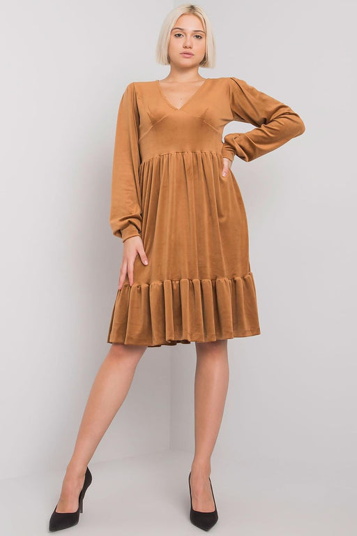 Chic Velour Frill Hem Dress