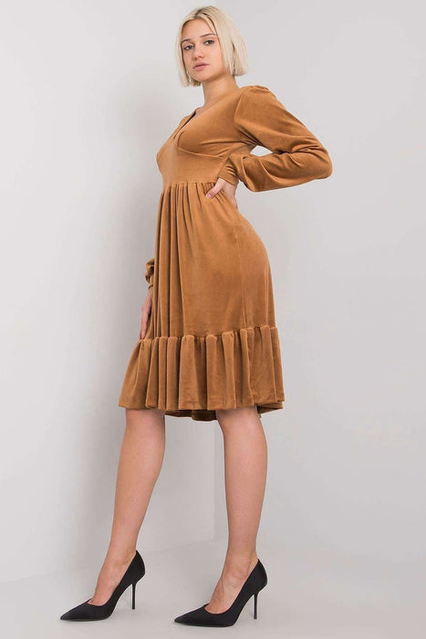 Chic Velour Frill Hem Dress