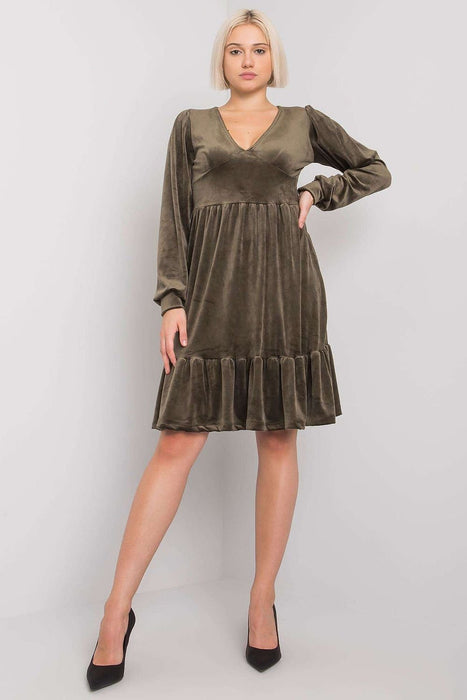 Chic Velour Frill Hem Dress